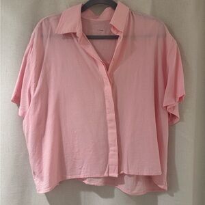 Daily Drills Light Pink Linen Button Shirt